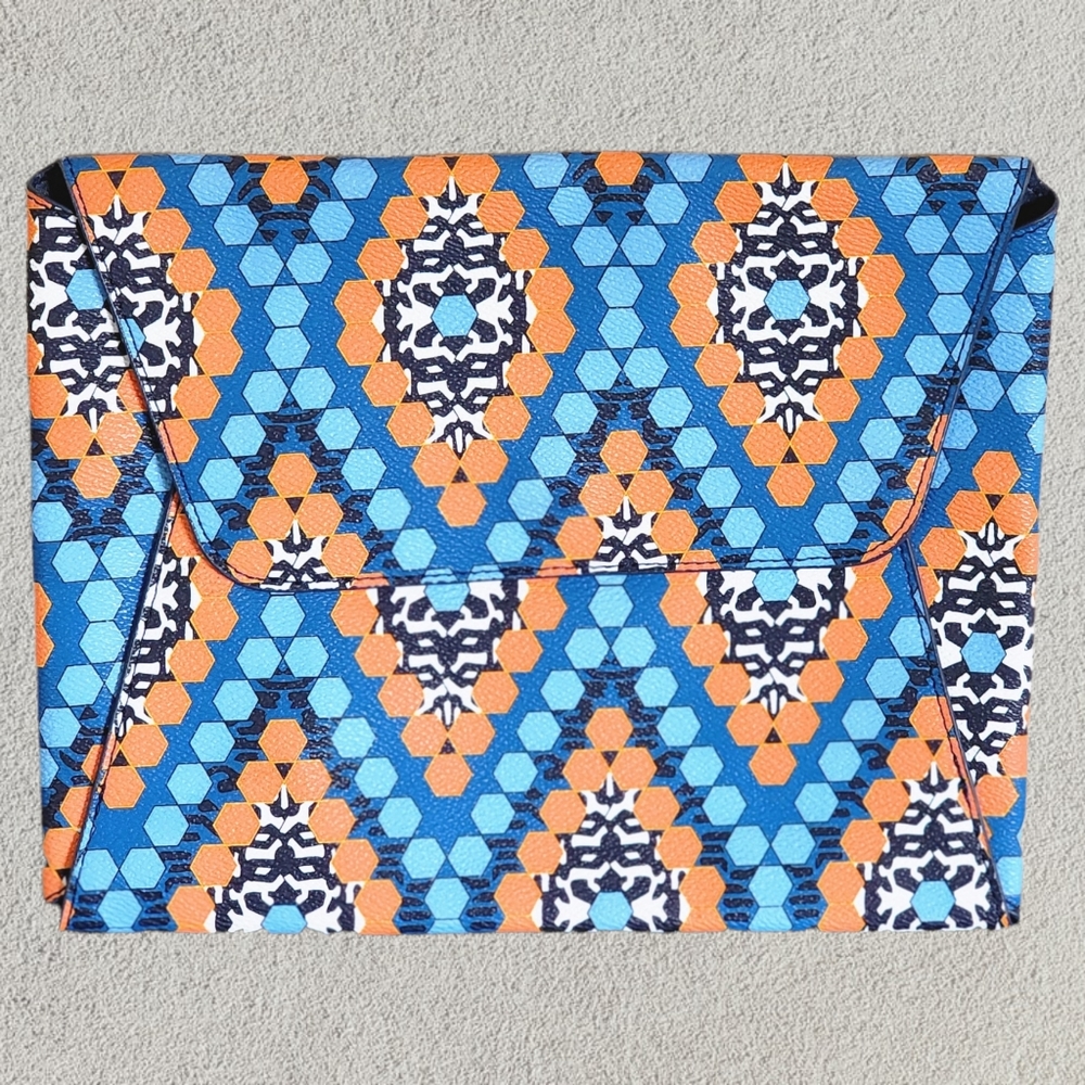 Vera Bradley orange blue geometric envelope tech clutch